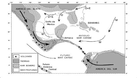Paleogeografía del Cretácico Superior Tardío. Las saetas ...