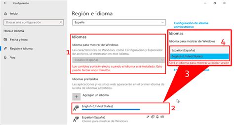 Pantallazos.es: Windows 10: Cambiar Idioma del entorno.