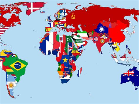 Papéis de Parede Mapa do mundo em 1930, bandeiras, países ...