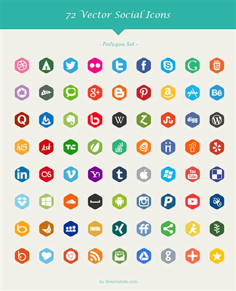Paquete con 72 Iconos de redes sociales en 6 estilos