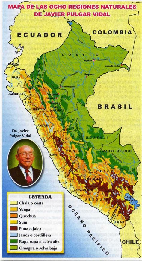 PARA MIS TAREAS: MAPA DE LAS OCHO REGIONES NATURALES DEL PERÚ