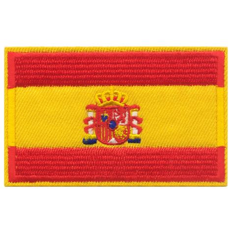 parche rectangular bordado termoadhesivo bandera y escudo de españa