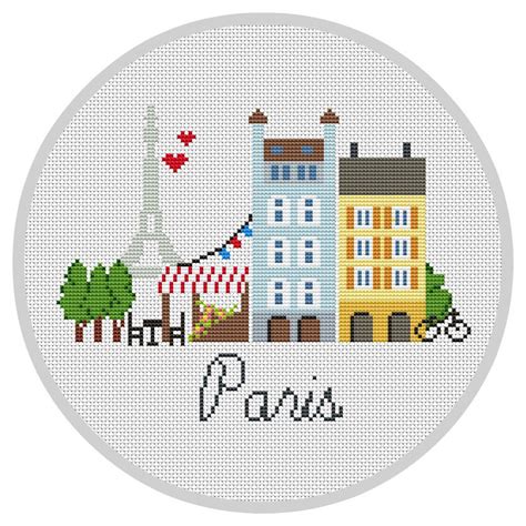 Paris cross stitch pattern Modern Cross stitch pattern PDF
