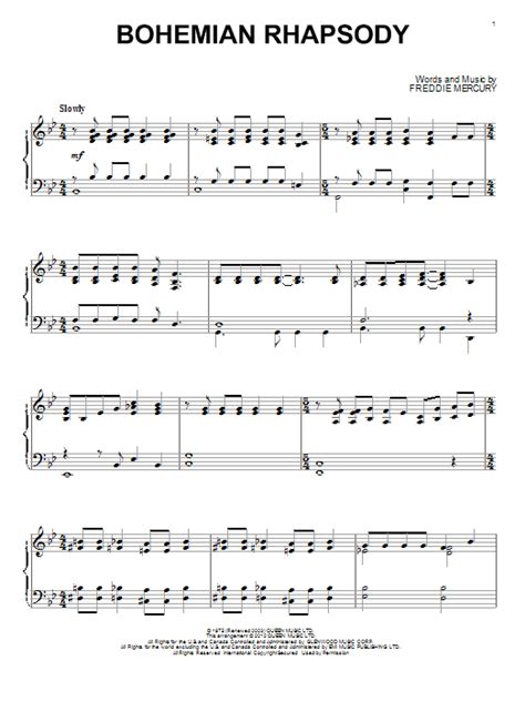 Partition piano Bohemian Rhapsody de Queen   Piano Solo