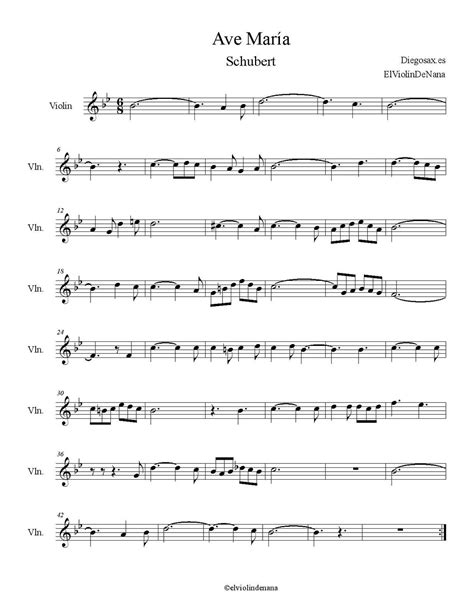 Partitura de la Canción  Ave María  | Schubert   Las Notas ...