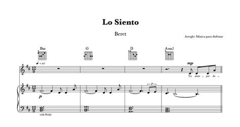 Partitura Gratis LO SIENTO | Beret +【TUTORIAL PIANO】