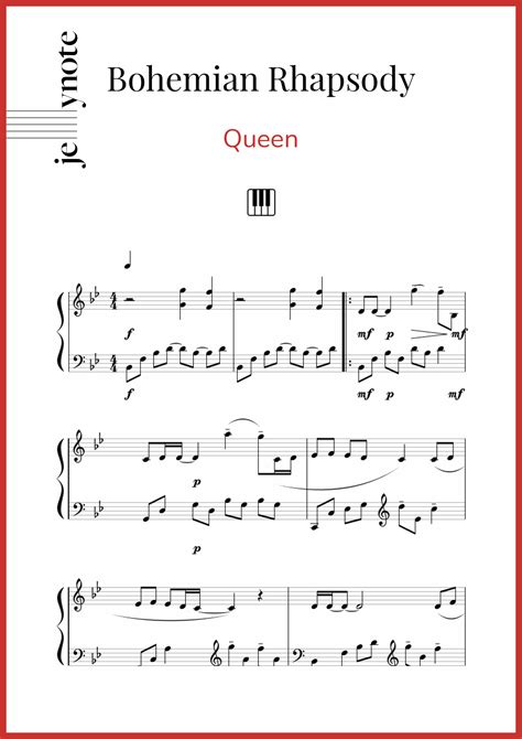partituras de Queen  Bohemian Rhapsody  | Jellynote
