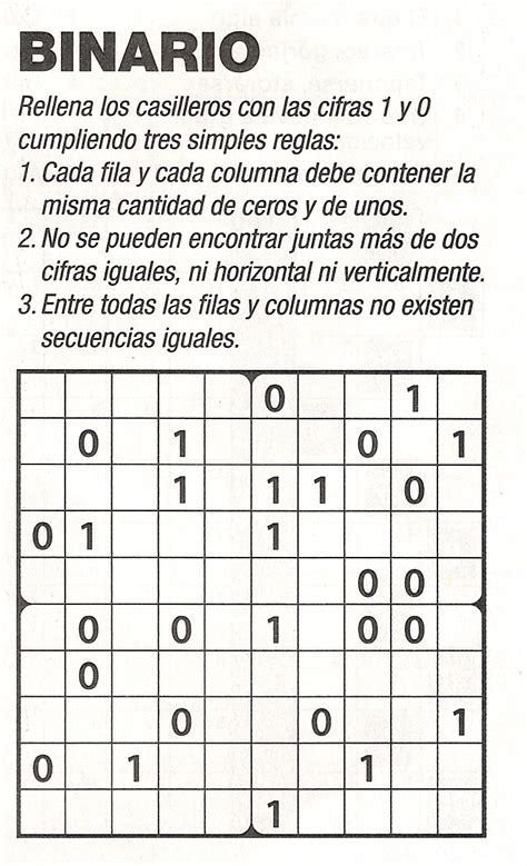 Pasatiempos Matemáticos de la Prensa: PMP. Puzzle binario.