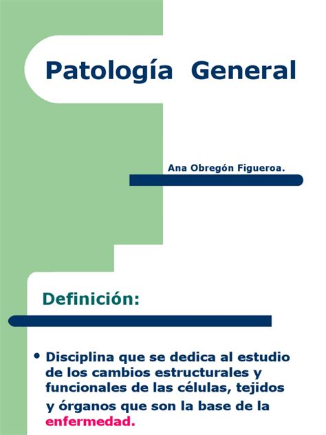 Patología General Clase 1 Aspectos de Proceso Patológico | Patología ...
