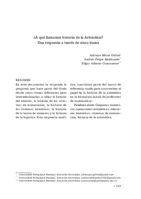 PDF  ¿A qué llamamos historia de la Aritmética? Una respuesta a través ...