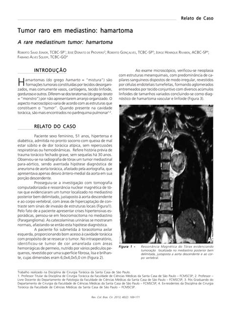 PDF  A rare mediastinum tumor: Hamartoma
