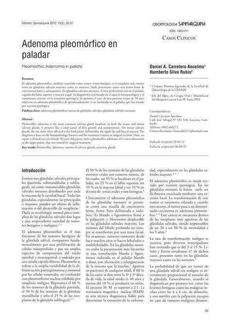 PDF  Adenoma pleomórfico en paladar