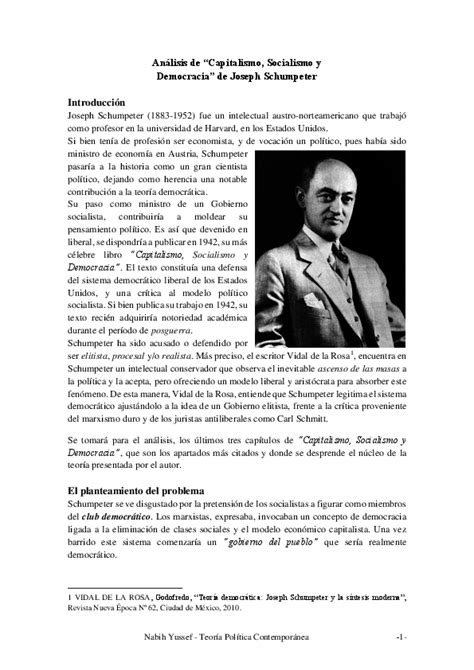 PDF  Análisis de “Capitalismo, Socialismo y Democracia” de Joseph ...
