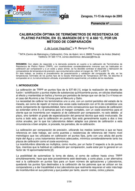 PDF  CALIBRACIÓN ÓPTIMA DE TERMÓMETROS DE RESISTENCIA DE PLATINO ...