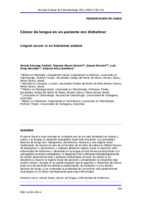 PDF  Cáncer de lengua en un paciente con Alzheimer | DANIEL ANTUNES ...