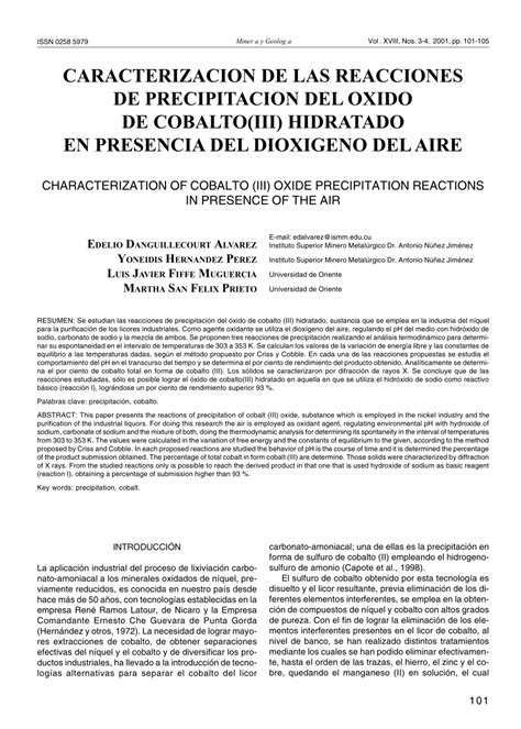 PDF  Caracterización de las reacciones de precipitación ...