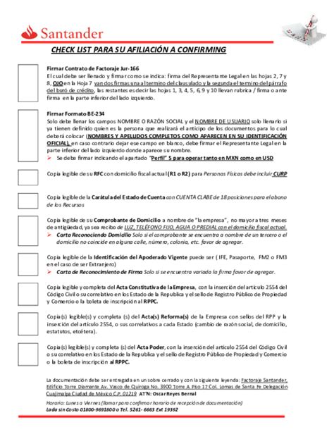 PDF  CHECK LIST PARA SU AFILIACIÓN A CONFIRMING | Ernesto Gutierrez ...