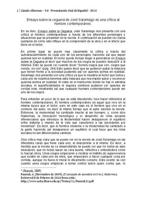 PDF  Crítica al hombre en  Ensayo sobre la Ceguera  de ...