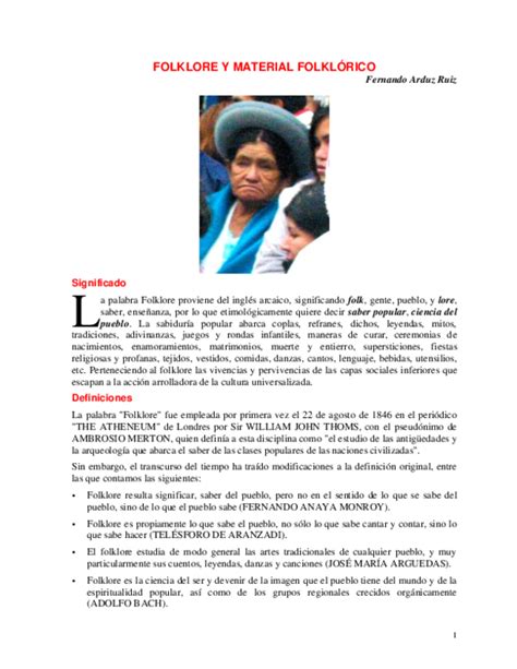 PDF  DEFINICIÓN DE FOLKLORE | Fernando Arduz   Academia.edu
