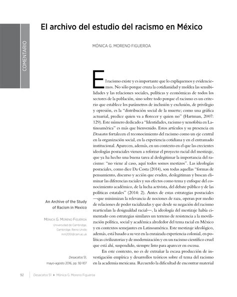 PDF  El archivo del estudio del racismo en México