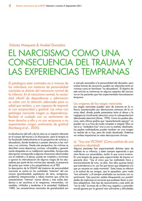 PDF  El narcisismo como una consecuencia del trauma y las experiencias ...
