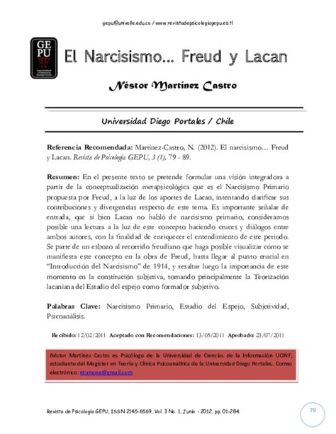 PDF  El Narcisismo… Freud y Lacan | Ibhar Martinez   Academia.edu