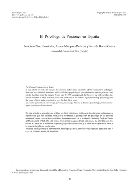 PDF  El Psicólogo de Prisiones en España