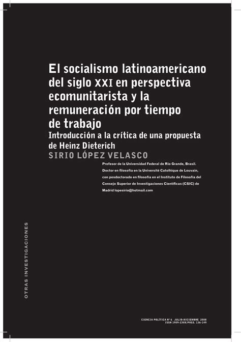 PDF  El socialismo latinoamericano del siglo XXI en perspectiva ...