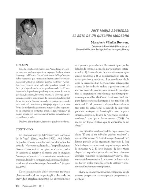 PDF  Jose Maria Arguedas El arte de un quechua moderno