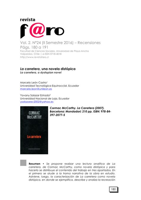 PDF  La carretera, una novela distópica La carretera, a ...
