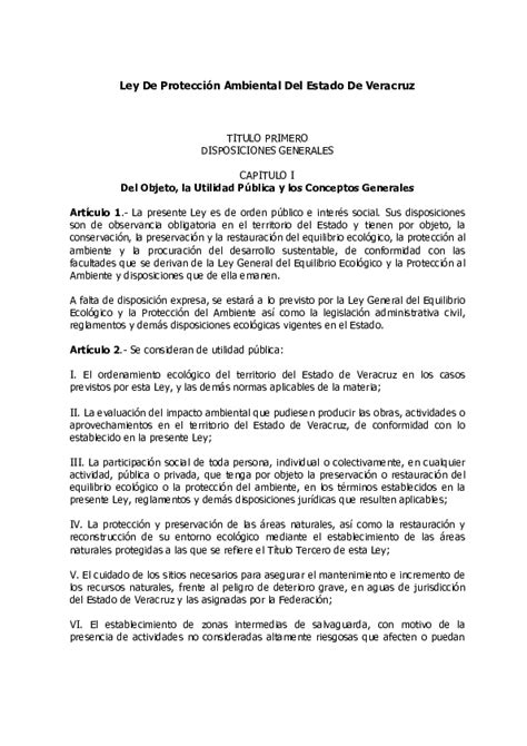 PDF Ley De Proteccion Ambiental Del Estado De Veracruz 1 | Heriberto ...