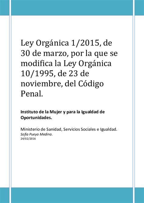 PDF  Ley Orgánica 1/2015, de 30 de marzo, por la que se ...