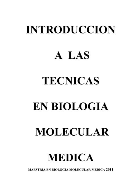 PDF  Manual de biologia molecular: técnicas de laboratorio