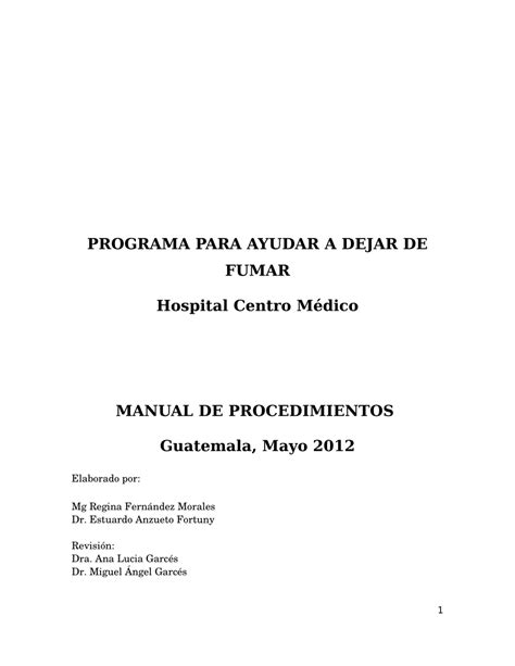 PDF  MANUAL DE PROCEDIMIENTO DEL PROGRAMA PARA AYUDAR A DEJAR DE FUMAR