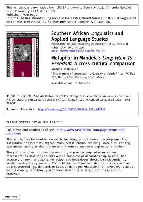 PDF  Metaphor in Mandela s Long Walk To Freedom: A cross ...