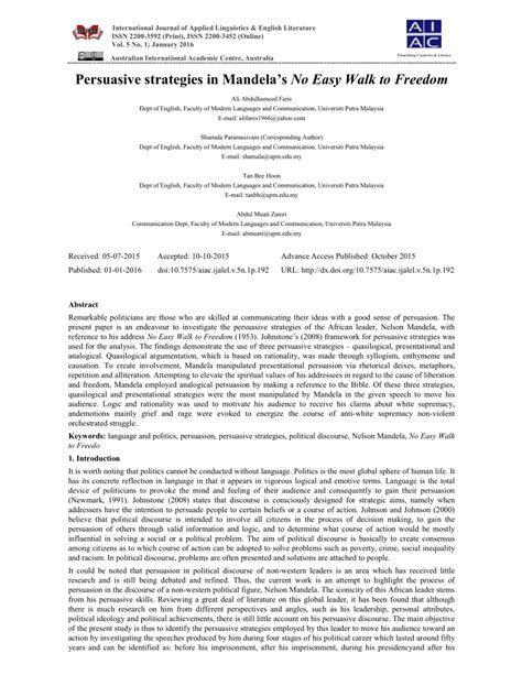 PDF  Persuasive strategies in Mandela s No Easy Walk to ...