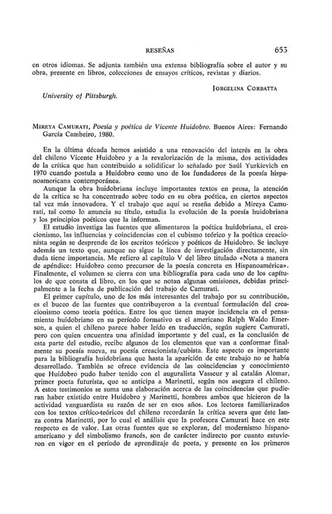 PDF  Poesía y poética de Vicente Huidobro de Mireya Camurati
