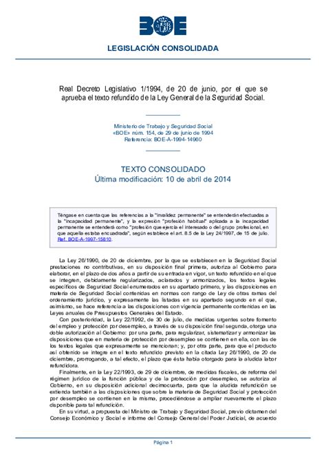 PDF  Real Decreto Legislativo 1/1994, de 20 de junio, por ...
