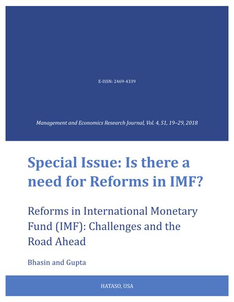 PDF  Reforms in International Monetary Fund  IMF ...