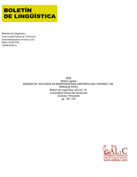 PDF  Reseña de  Estudios de morfosintaxis histórica del español  de ...