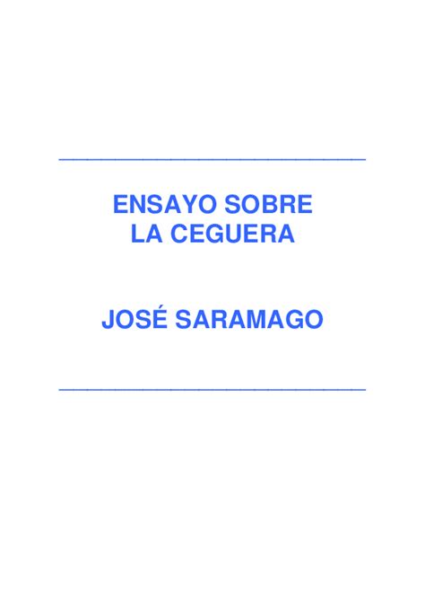 PDF  Saramago, Jose   Ensayo sobre la ceguera.pdf | jose ...