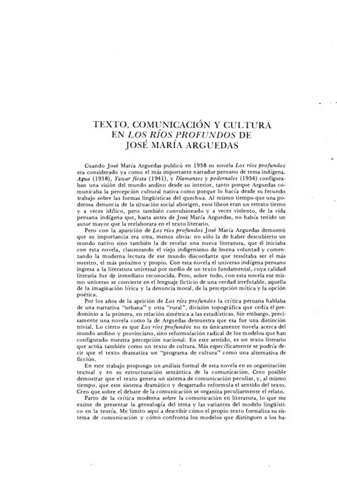 PDF  Texto, comunicación y cultura en Los ríos profundos de José María ...