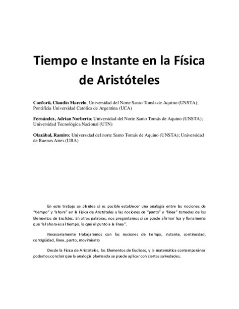PDF  Tiempo e Instante en la Física de Aristóteles | Adrian Fernandez ...