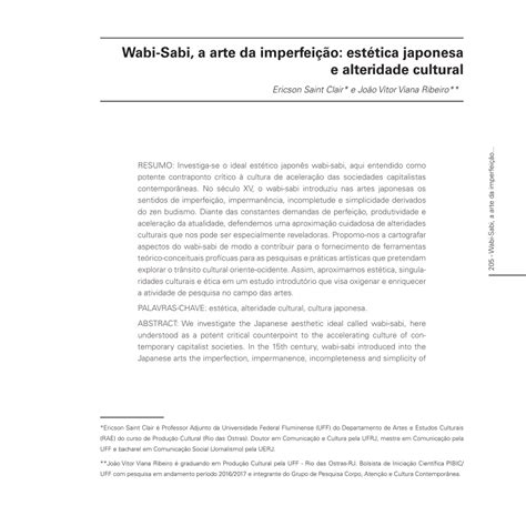 PDF Wabi Sabi, a arte da imperfeição: estética japonesa e alteridade ...