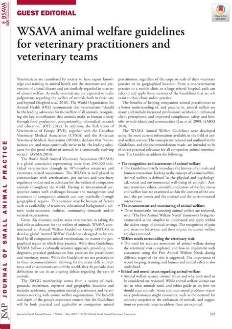 PDF  WSAVA animal welfare guidelines for veterinary practitioners and ...