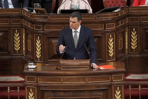 Pedro Sánchez, líder del PSOE; durante la moción de censura que le ha ...