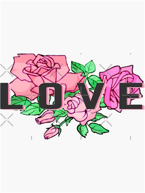 Pegatina «Tatuaje kawaii Lema de amor con rosas rosadas» de LayeredInk ...