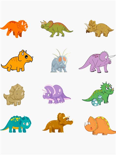Pegatina «Triceratops dinosaurio herbívoros dinosaurios de dibujos ...