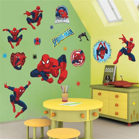 Pegatinas de pared de Spiderman de dibujos animados 3d ...