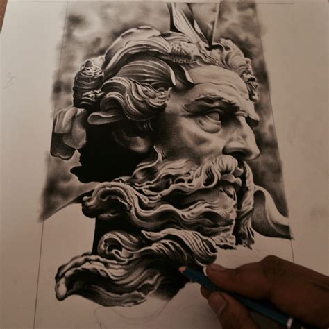 Pencil drawing | Tatuaje zeus, Rostros, Dibujos